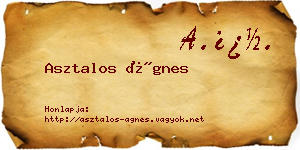 Asztalos Ágnes névjegykártya