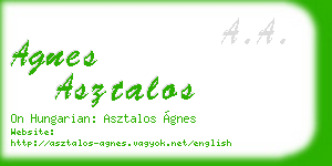 agnes asztalos business card